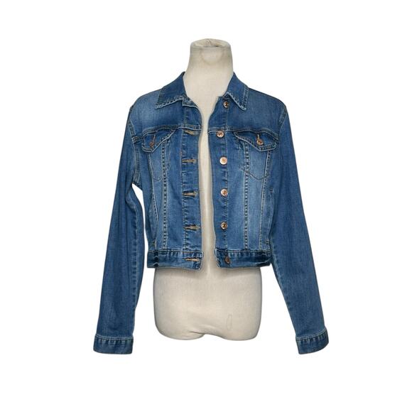 Forever 21 blue denim long sleeves button jean jacket size M - Picture 13 of 13